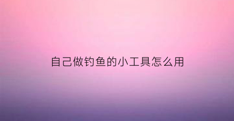 自己做钓鱼的小工具怎么用(自己做钓鱼的小工具怎么用的)
