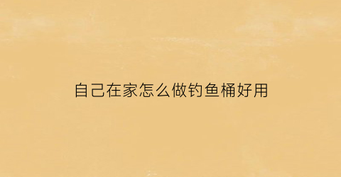 “自己在家怎么做钓鱼桶好用(自制可以做的钓鱼桶)