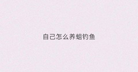 自己怎么养蛆钓鱼(如何养蛆钓鱼)
