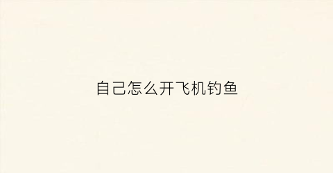 自己怎么开飞机钓鱼(教你开飞机)