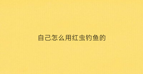 自己怎么用红虫钓鱼的(怎样使用红虫饵)