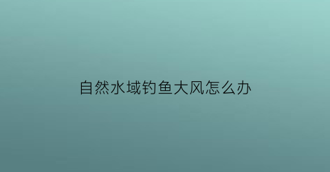 自然水域钓鱼大风怎么办