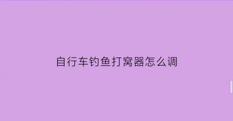 “自行车钓鱼打窝器怎么调(自行车怎么携带钓鱼工具)