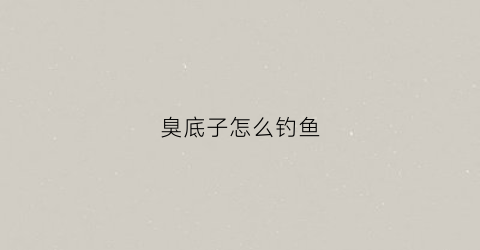 臭底子怎么钓鱼(野钓臭底怎么钓鱼)