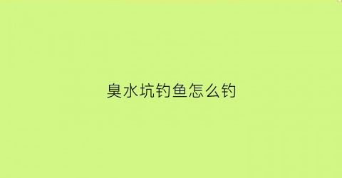 臭水坑钓鱼怎么钓(臭水坑的鱼能吃吗)