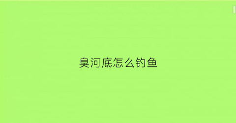 臭河底怎么钓鱼(野钓臭底怎么钓鱼)