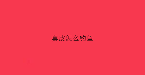 臭皮怎么钓鱼(臭鱼皮钓饵)