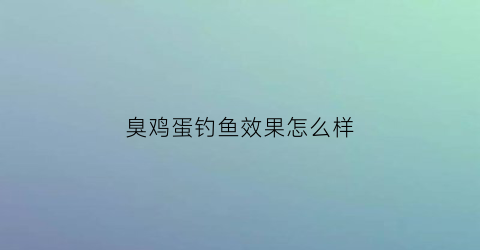 臭鸡蛋钓鱼效果怎么样