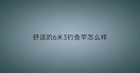 舒适的6米3钓鱼竿怎么样