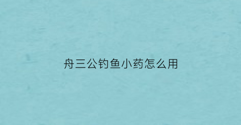 舟三公钓鱼小药怎么用