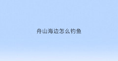 舟山海边怎么钓鱼(舟山海边钓鱼视频)