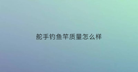 舵手钓鱼竿质量怎么样(舵手鱼竿算是名牌吗)