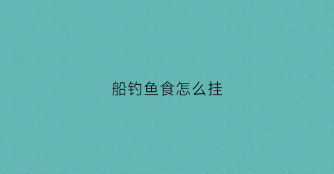 船钓鱼食怎么挂(船钓鱼食怎么挂饵料)