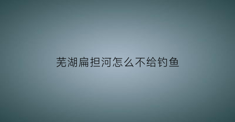 “芜湖扁担河怎么不给钓鱼(芜湖扁担河滨水文化公园规划)