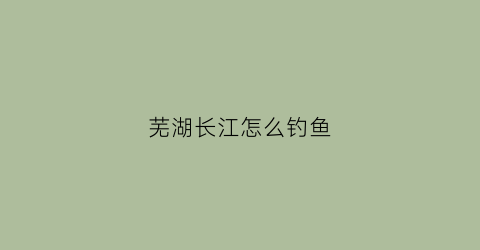 芜湖长江怎么钓鱼(芜湖长江钓鱼罚款)