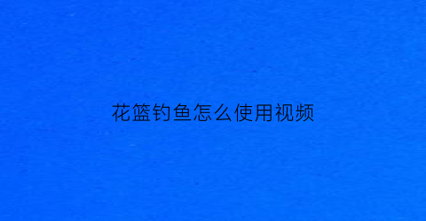花篮钓鱼怎么使用视频(花篮钓法)