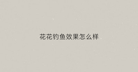 花花钓鱼效果怎么样