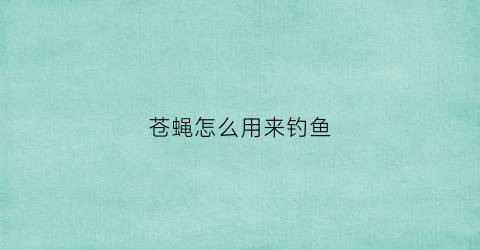 苍蝇怎么用来钓鱼(苍蝇诱饵用什么做的)