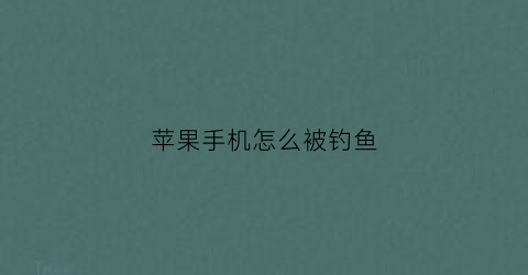 苹果手机怎么被钓鱼