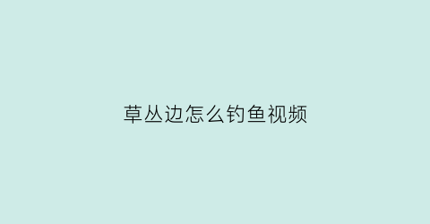 “草丛边怎么钓鱼视频(钓草边怎样打窝钩下什么位置)