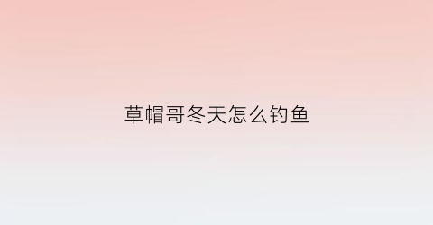 草帽哥冬天怎么钓鱼(草帽哥)