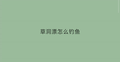 草洞漂怎么钓鱼(草洞漂怎么钓鱼最好)