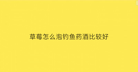 草莓怎么泡钓鱼药酒比较好