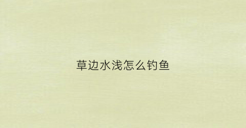 草边水浅怎么钓鱼