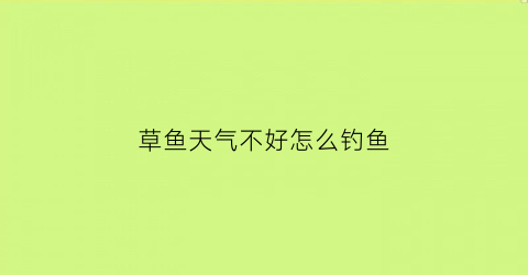 草鱼天气不好怎么钓鱼(现在天气钓草鱼用什么饵料)