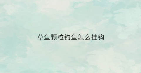 草鱼颗粒钓鱼怎么挂钩(钓草鱼颗粒饵料怎样挂钩)
