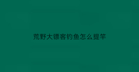 “荒野大镖客钓鱼怎么提竿(荒野大镖客钓鱼方法)