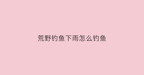 荒野钓鱼下雨怎么钓鱼(荒野钓鱼视频)