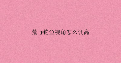 荒野钓鱼视角怎么调高(荒野钓鱼视角怎么调高点)
