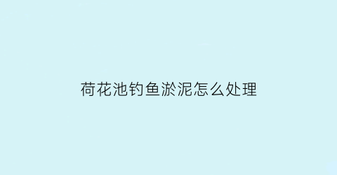 荷花池钓鱼淤泥怎么处理(荷花池钓鱼淤泥怎么处理视频)