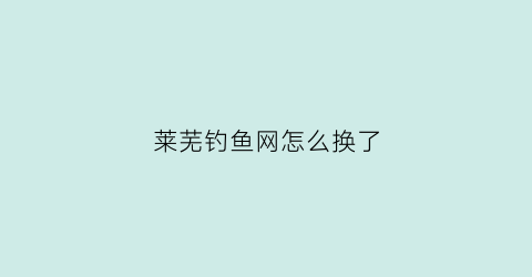莱芜钓鱼网怎么换了(钓鱼网怎么钓鱼)