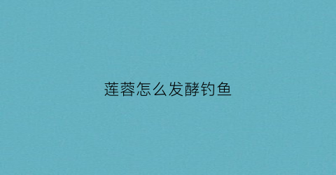 莲蓉怎么发酵钓鱼(莲蓉钓鲢鳙饵料配方法)