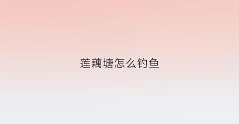 莲藕塘怎么钓鱼(莲藕塘怎么钓鱼最好)