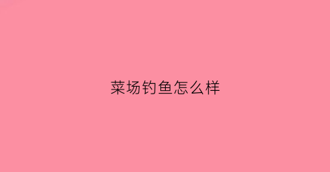 菜场钓鱼怎么样(菜场钓鱼怎么样好钓吗)