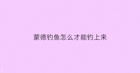 蒙德钓鱼怎么才能钓上来