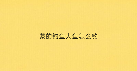 蒙的钓鱼大鱼怎么钓