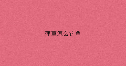 蒲草怎么钓鱼(蒲草钓鱼鲫鱼)