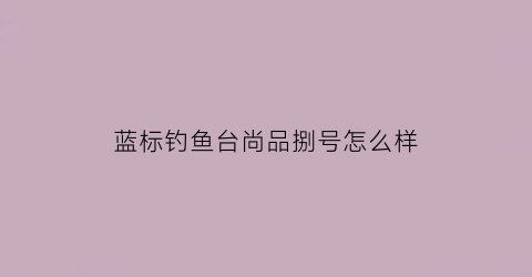 蓝标钓鱼台尚品捌号怎么样