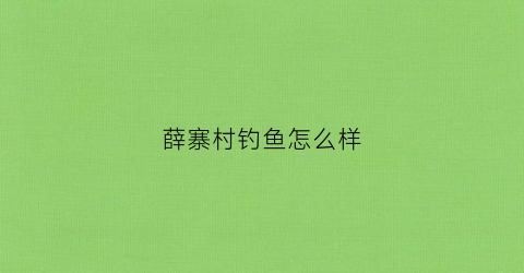 薛寨村钓鱼怎么样(薛村遗址)