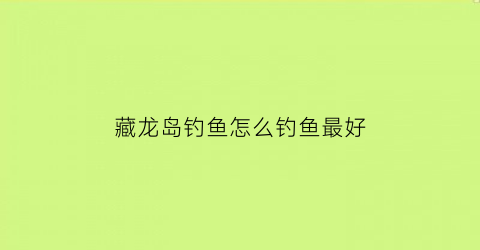 藏龙岛钓鱼怎么钓鱼最好