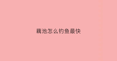 藕池怎么钓鱼最快(藕塘怎么钓鱼)