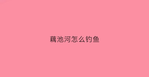 藕池河怎么钓鱼(藕池河东支禁钓)