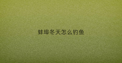 蚌埠冬天怎么钓鱼(蚌埠冬天怎么钓鱼的)