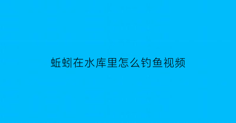 蚯蚓在水库里怎么钓鱼视频(蚯蚓在河里钓鱼好用不)
