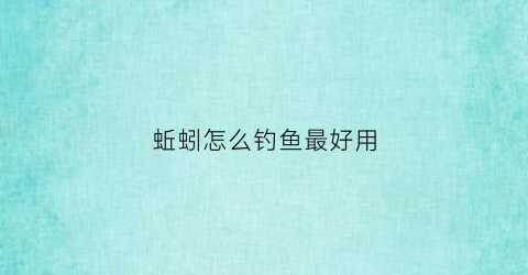 蚯蚓怎么钓鱼最好用(蚯蚓如何钓大鱼)