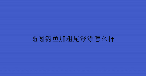 蚯蚓钓鱼加粗尾浮漂怎么样(蚯蚓钓鱼粗的好还是细的好)
